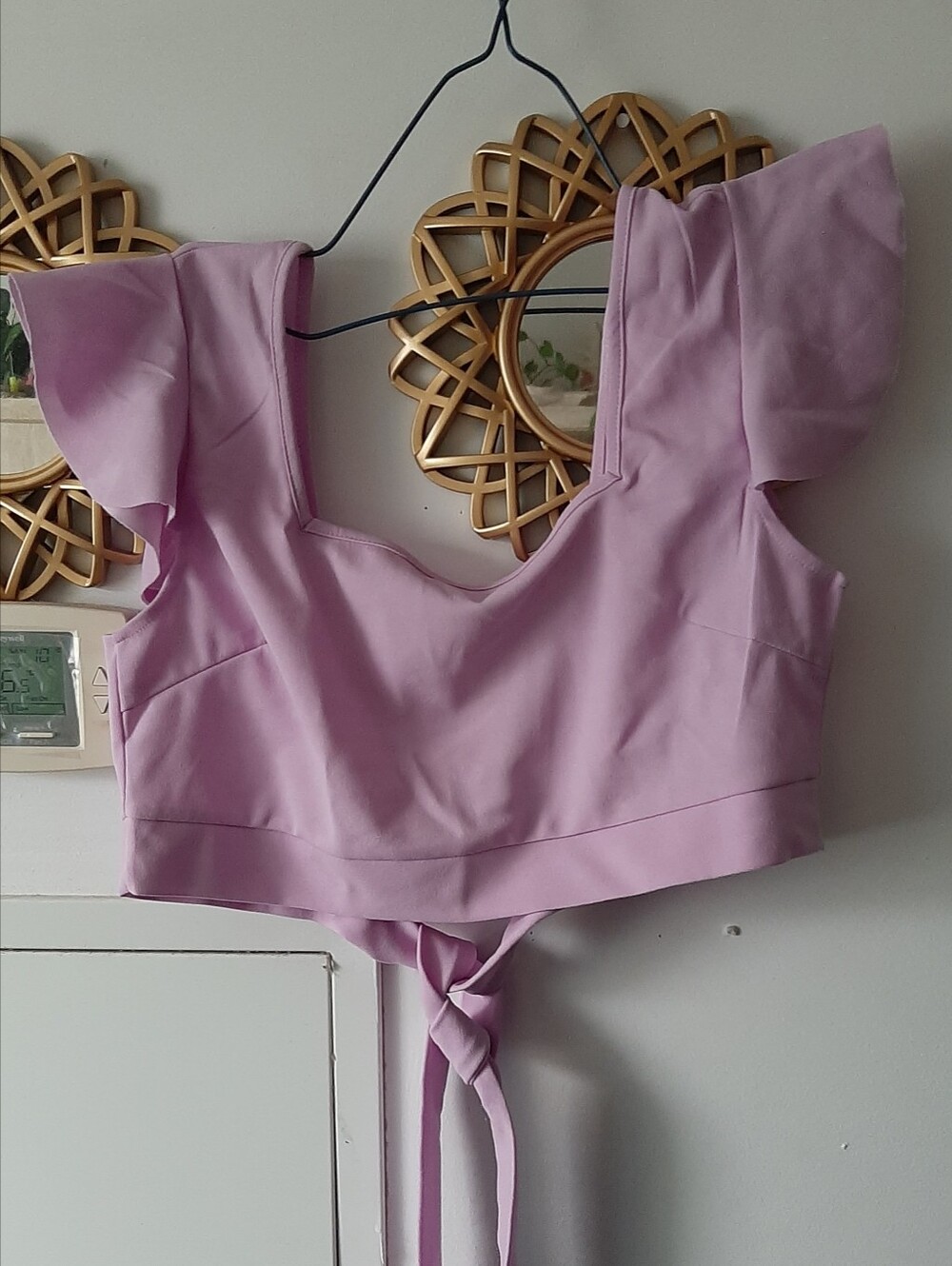 Women's Lilac Flutter Sleeve Crop Top - Brand: